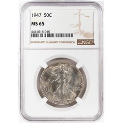 1947 Walking Liberty Half Dollar Coins NGC MS65
