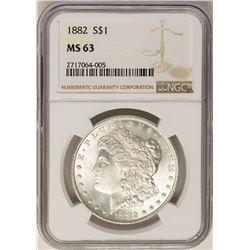 1882 $1 Morgan Silver Dollar Coin NGC MS63