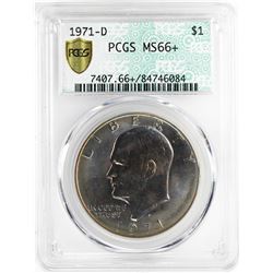 1971-D $1 Eisenhower Silver Dollar Coin PCGS MS66+ Old Doily Holder