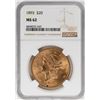 Image 1 : 1893 $20 Liberty Head Double Eagle Gold Coin NGC MS62