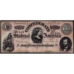 1864 $100 Confederate States of America Note - Internal Splits