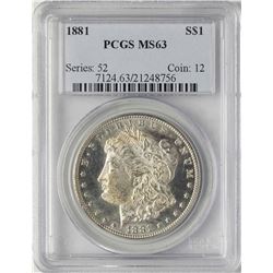 1881 $1 Morgan Silver Dollar Coin PCGS MS63