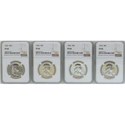 Lot of (4) 1963 Proof Franklin Half Dollar Coins NGC PF66