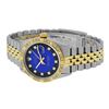 Image 4 : Rolex Mens Two Tone 14K Blue Vignette String Pyramid Diamond Datejust Wristwatch