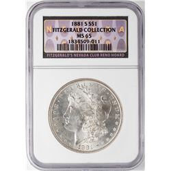 1881-S $1 Morgan Silver Dollar Coin NGC MS65