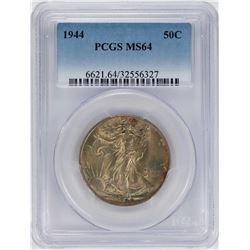 1944 Walking Liberty Half Dollar Coin PCGS MS64 Nice Toning