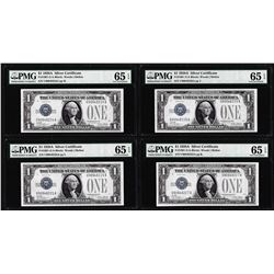 (4) Consecutive 1928A $1 Silver Certificate Notes Fr.1601 PMG Gem Uncirculated 65EPQ
