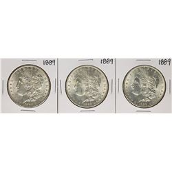 Lot of (3) 1889 $1 Morgan Silver Dollar Coins