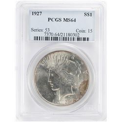 1927 $1 Peace Silver Dollar Coin PCGS MS64