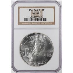 1986 $1 American Silver Eagle Coin NGC MS69