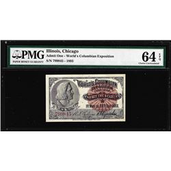 1893 World's Columbian Exposition Ticket Columbus PMG Choice Uncirculated 64EPQ