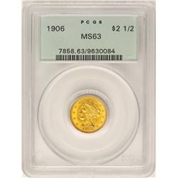 1906 $2 1/2 Liberty Head Quarter Eagle Gold Coin PCGS MS63 OGH