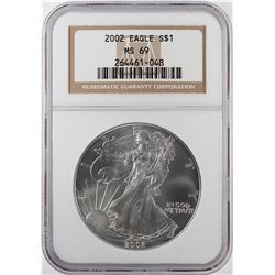 2002 $1 American Silver Eagle Coin NGC MS69