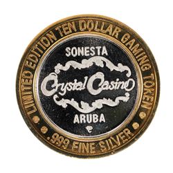.999 Silver Crystal Casino Aruba $10 Casino Limited Edition Gaming Token