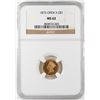 Image 1 : 1873 Open 3 $1 Indian Princess Head Gold Dollar Coin NGC MS62