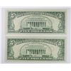 Image 2 : TWO 1974 $5.00 FEDERAL RESERVE STAR NOTES