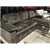 Image 1 : L SHAPED DARK GREEN UPHOLSTERED SOFA WITH PULL OUT BED