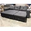Image 2 : DARK GREY UPHOLSTERED "L" SHAPED SOFA WITH PULL OUT BED