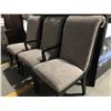 Image 1 : 3 BEIGE UPHOLSTERED DINING ROOM CHAIRS WITH DARK WOOD LEGS