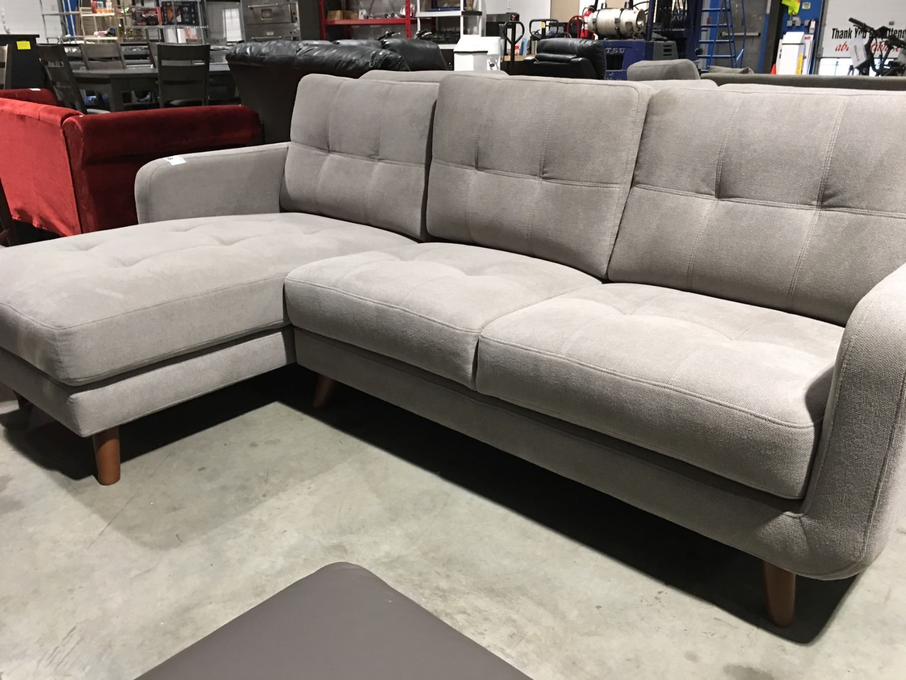 L SHAPED GREY UPHOLSTERED SOFA Able Auctions L SHAPED GREY UPHOLSTERED SOFA Able Auctions