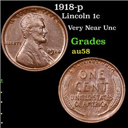 1918-p Lincoln Cent 1c Grades Choice AU/BU Slider