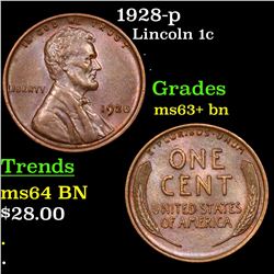 1928-p Lincoln Cent 1c Grades Select+ Unc BN