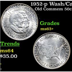 1952-p Wash/Car Old Commem Half Dollar 50c Graded ms63+ By PCGS