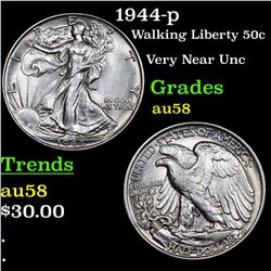 1944-p Walking Liberty Half Dollar 50c Grades Choice AU/BU Slider