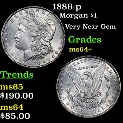 1886-p Morgan Dollar $1 Grades Choice+ Unc