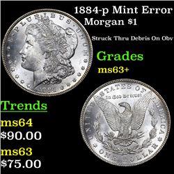 1884-p Mint Error Morgan Dollar $1 Grades Select+ Unc
