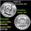 Image 1 : 1953-d Franklin Half Dollar 50c Grades Select Unc+ FBL