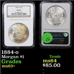 NGC 1884-o Morgan Dollar $1 Graded ms63+ By NGC