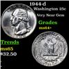 Image 1 : 1944-d Washington Quarter 25c Grades Choice+ Unc