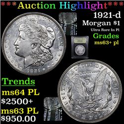 ***Auction Highlight*** 1921-d Morgan Dollar $1 Graded Select Unc+ PL By USCG (fc)