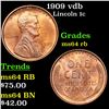 Image 1 : 1909 vdb Lincoln Cent 1c Grades Choice Unc RB