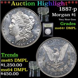 ***Auction Highlight*** 1887-p Morgan Dollar $1 Graded Choice Unc+ DMPL By USCG (fc)