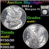 Image 1 : ***Auction Highlight*** 1881-s Morgan Dollar $1 Graded GEM++ Unc By USCG (fc)
