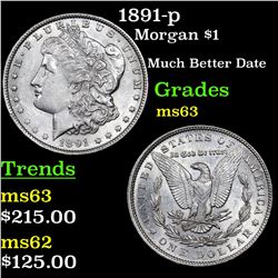 1891-p Morgan Dollar $1 Grades Select Unc
