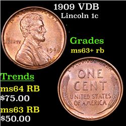 1909 VDB Lincoln Cent 1c Grades Select+ Unc RB