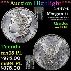 ***Auction Highlight*** 1897-s Morgan Dollar $1 Graded GEM Unc PL By USCG (fc)