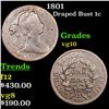 Image 1 : 1801 Draped Bust Large Cent 1c Grades vg+