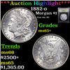 Image 1 : ***Auction Highlight*** 1882-o Morgan Dollar $1 Graded GEM+ Unc By USCG (fc)