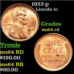 1923-p Lincoln Cent 1c Grades Choice Unc RD