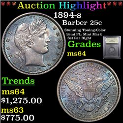 ***Auction Highlight*** 1894-s Barber Quarter 25c Graded Choice Unc By USCG (fc)