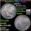 Image 1 : ***Auction Highlight*** 1894-s Barber Quarter 25c Graded Choice Unc By USCG (fc)