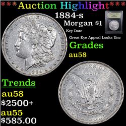 ***Auction Highlight*** 1884-s Morgan Dollar $1 Graded Choice AU/BU Slider By USCG (fc)