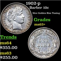 1902-p Barber Dime 10c Grades Select+ Unc