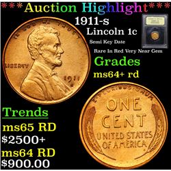 ***Auction Highlight*** 1911-s Lincoln Cent 1c Graded Choice+ Unc RD By USCG (fc)