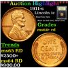 Image 1 : ***Auction Highlight*** 1911-s Lincoln Cent 1c Graded Choice+ Unc RD By USCG (fc)