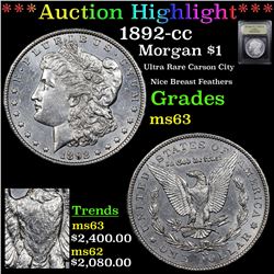 ***Auction Highlight*** 1892-cc Morgan Dollar $1 Graded Select Unc By USCG (fc)